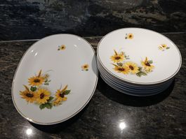 Jagdsess Geschirr Bavaria Teller Set, Sonnenblumen Dekor,Top
