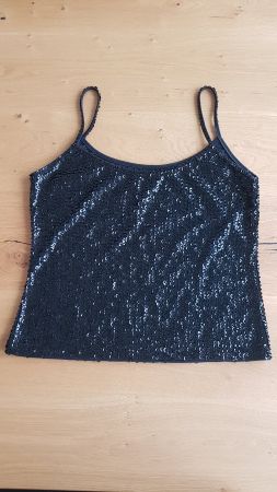 Pailletten Top schwarz elastisch XS wie NEU