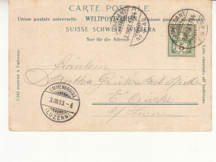 Cartoline postali: Aareschlucht 1903 – Usato da Bürglen TG venduto da StampGraf 1