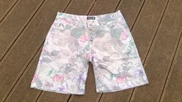 Bermuda beiges & motifs fleurs CHICORÉE, taille 40, NEUF