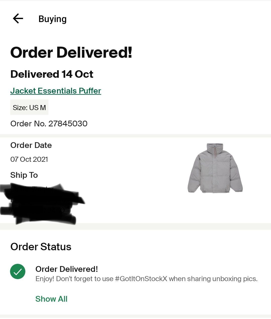 Fear of God Giacche: Fear of God Essentials Puffer Jacket - Silver Reflective – Usato da Altdorf UR venduto da Mattia0226 5