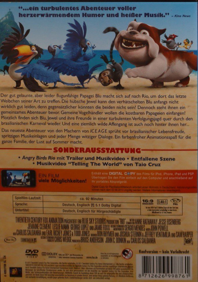 Tous les DVDs: RIO - von den Machern von ICE AGE – D'occasion à Luzern par CONTENTI 2