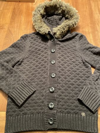 Strickjacke mit Kapuzze und Kunstpelz von Street One Gr. 38