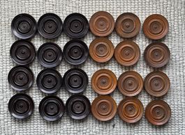 Spielsteine Holz Ebony und Wallnuss ca 1920