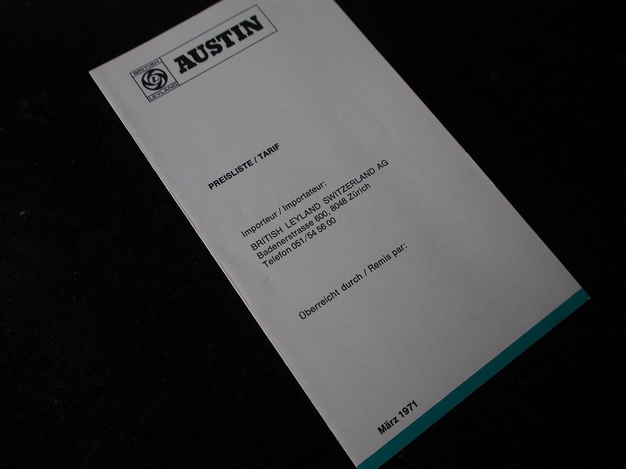Austin Documenti: AUSTIN Preisliste 3.1971 – Usato da Zofingen venduto da sosalinos01