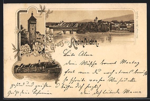 Ansichtskarten: Litho Rheinfelden, Teilansicht mit Kirch – Gebraucht aus Berlin von bartko-reher