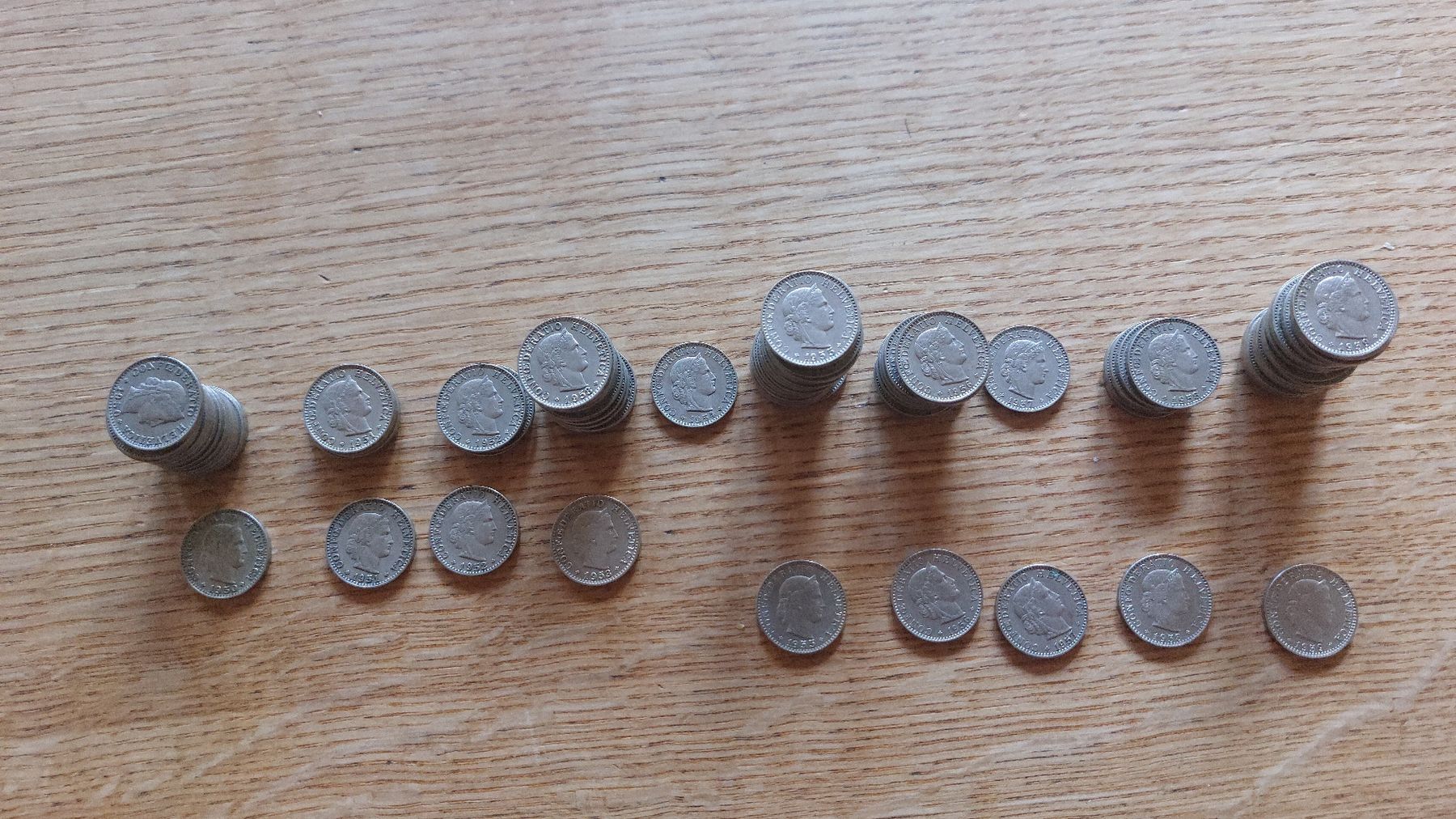 Tutti le monete: 20 Rappen 1950-1959 – Usato da Adelboden venduto da pile