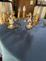 2 antike Tischlampen mit Porzellanfiguren