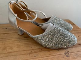 Cinderella Brautschuhe / Partyschuhe in Silber funkelnd 38