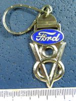 FORD V8 AUTO LOGO SCHLÜSSELANHÄNGER SILBRIG METALIC CUTOUT