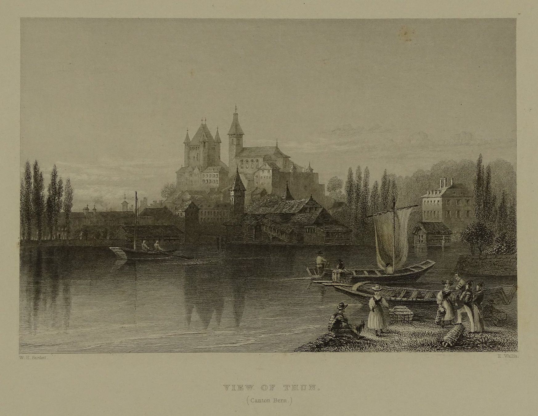 Gravures: THUN, STAHLSTICH NACH BARTLETT 1836 – D'occasion à Grüningen par Kartensammler 2