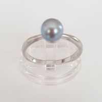 Silberring 925 mit grauer Perle, Grösse 19.1 mm.