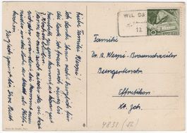 WIL SG BAHNHOF - seltener Aushilfstempel auf Ansichtskarte