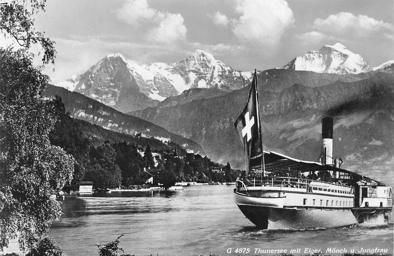 Cartoline postali: Thunersee BE Dampfschiff mit Eiger Mönch und Jungfrau schiff – Usato da Biasca venduto da Blenio71
