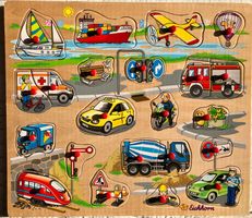 Puzzle aus Holz mit 22 Teilen u. Haltegriffe für Kleinkinder