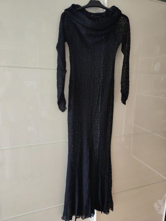 schwarzes körperbetontes Maxikleid, transparent (Zara) L/40