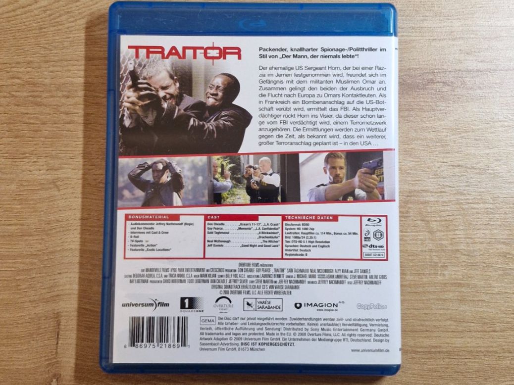 Tutti i DVDs: Traitor (2008) RAR Bluray – Usato da Pfungen venduto da Whitie 1