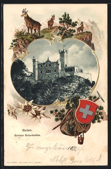 Cartoline postali: Präge-AK Baden, Schloss Schartenfels mi – Usato da Berlin venduto da bartko-reher
