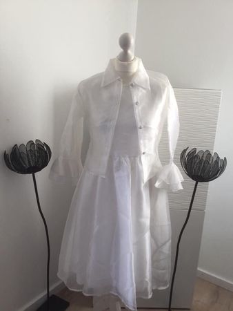Robe blanche + Boléro organza, taille 146, NEUF