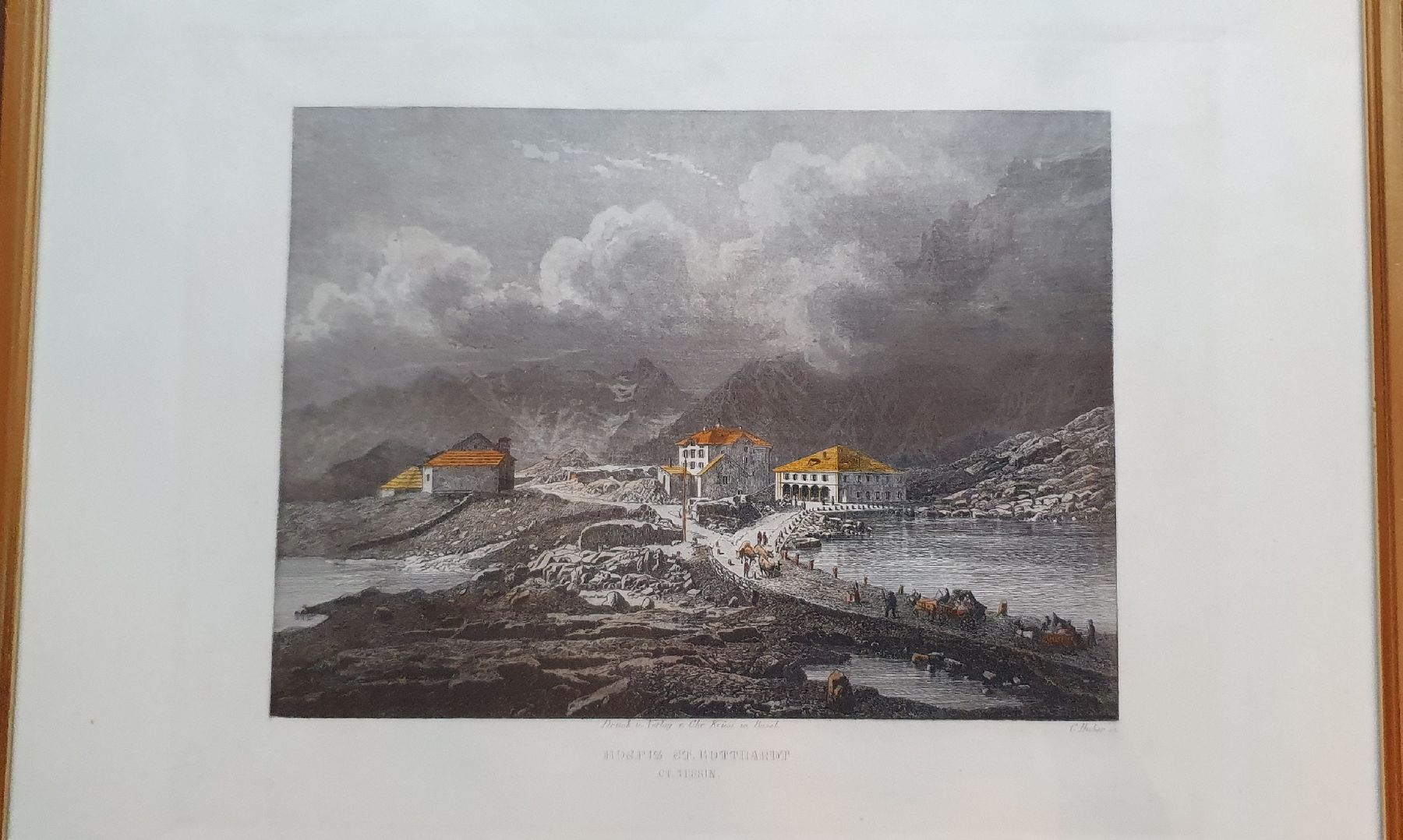 Incisioni: Bild - colorierter Stich - Hospiz St.Gotthard – Usato da Kreuzlingen venduto da Rschweiz1 2