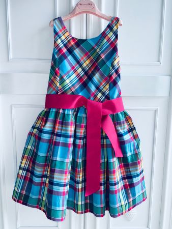 Ralph Lauren girls fit & flare Madras dress 10 Y NEW
