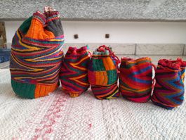 5 Indian cotton cord pouches/ Beutel aus Baumwollkordel