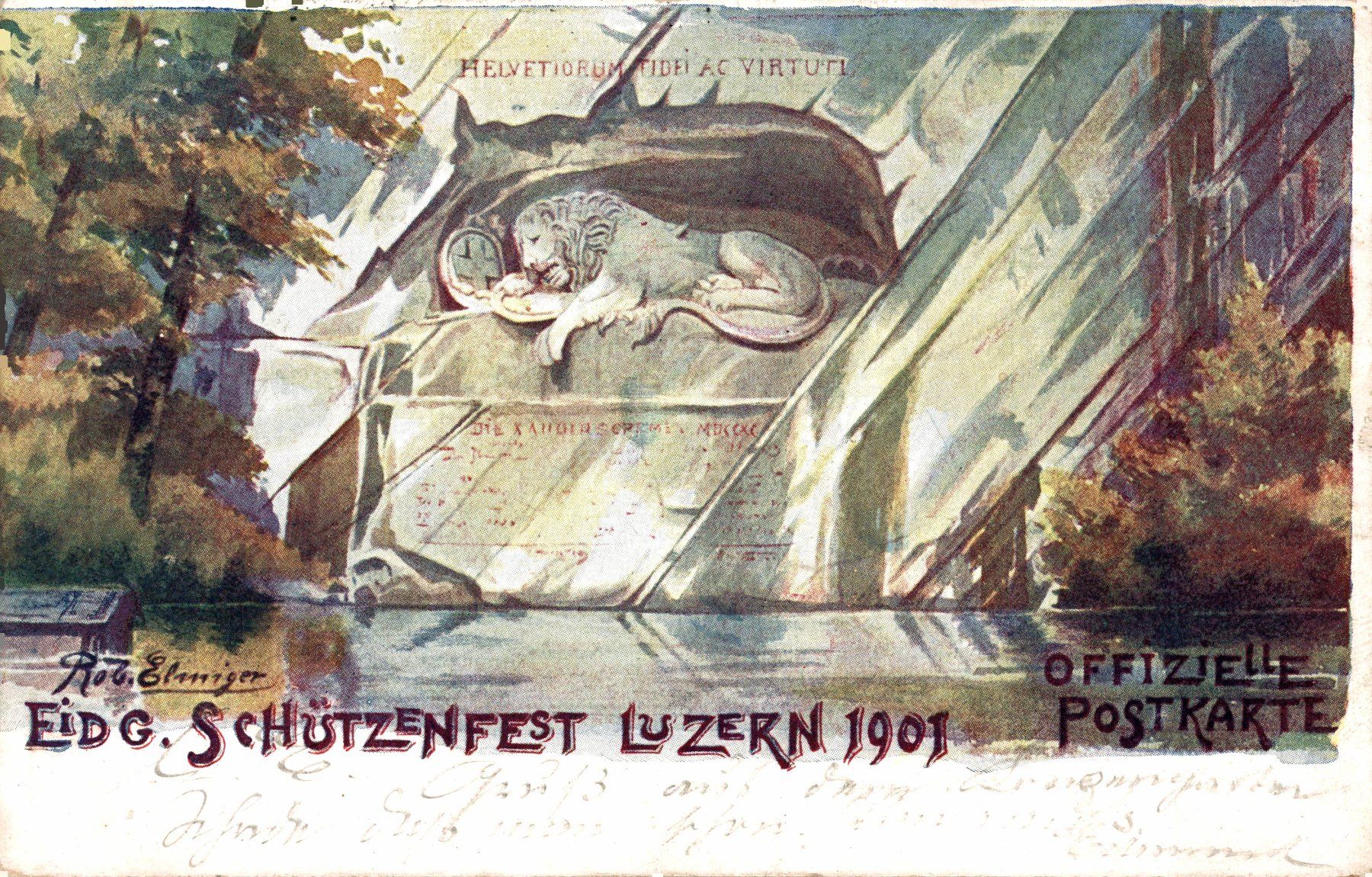 Cartoline postali: Eidg. Schützenfest Luzern 1901 – Usato da Bronschhofen venduto da Astore