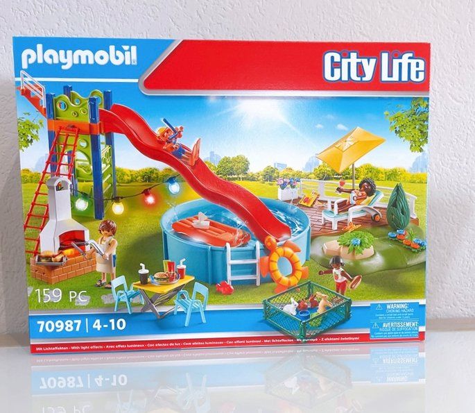 PLAYMOBIL City Life 70987 Festa in Piscina con Scivolo Nuovo (Nuovo e ...