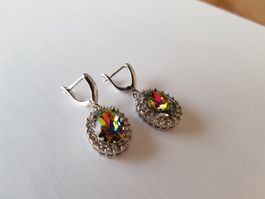 Ohrringe 925 Silber mit Mystic Topas, neuwertig
