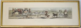 Handkol. Stich "A Trip to Brighton" Echtgold-Rahmen 67x22cm