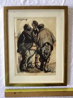 Alte Lithographie Franz Schwarz gerahmt