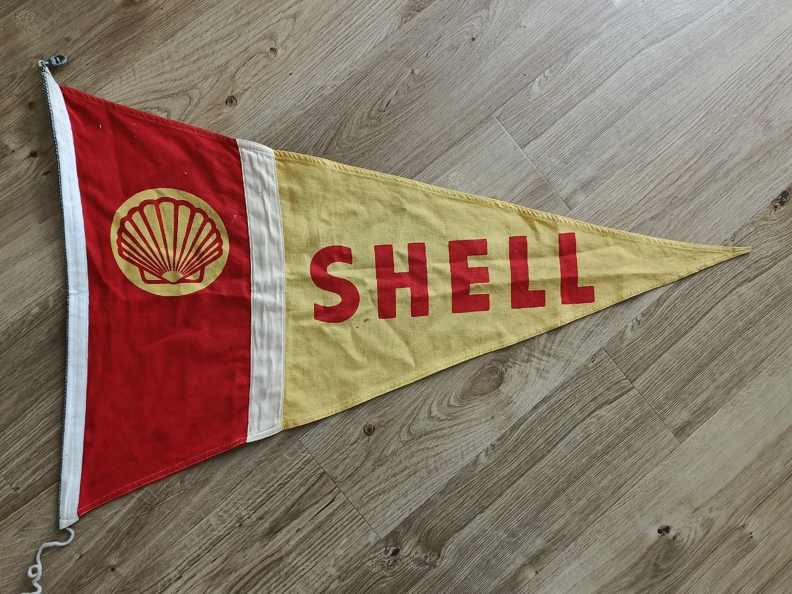 Shell Bandiere: Grosser alter Werbe Stoff Fahne / SHELL ca. 1930 – Usato da Brugg AG venduto da Ente015 4