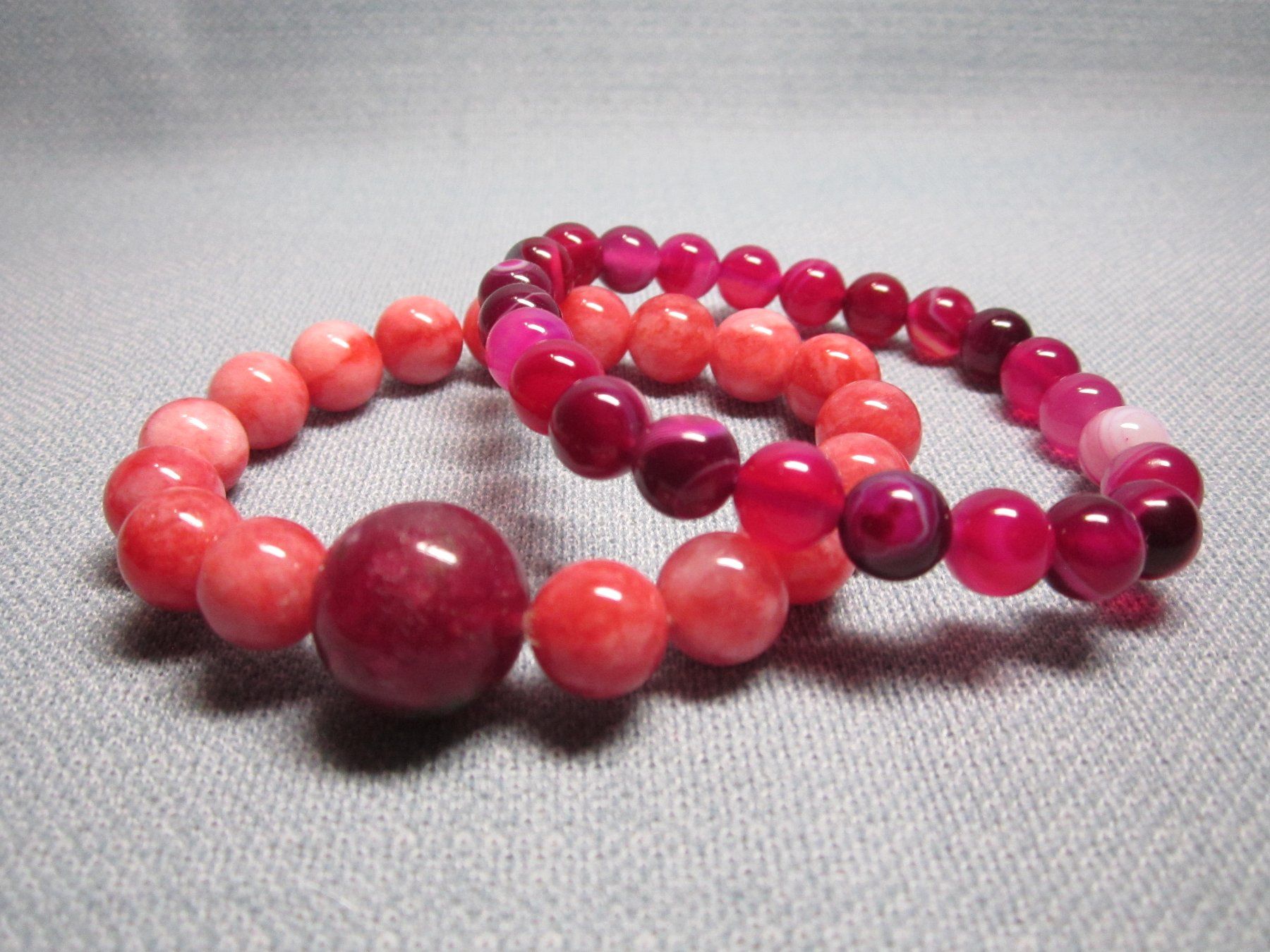 Bracciali & Braccialetti: Edelsteinarmbänder: Rhodonit + Rubin Zoisit, Stripe Agate – Nuovo e nell'imballaggio originale da Laax GR venduto da krippenfiguren-laax 2
