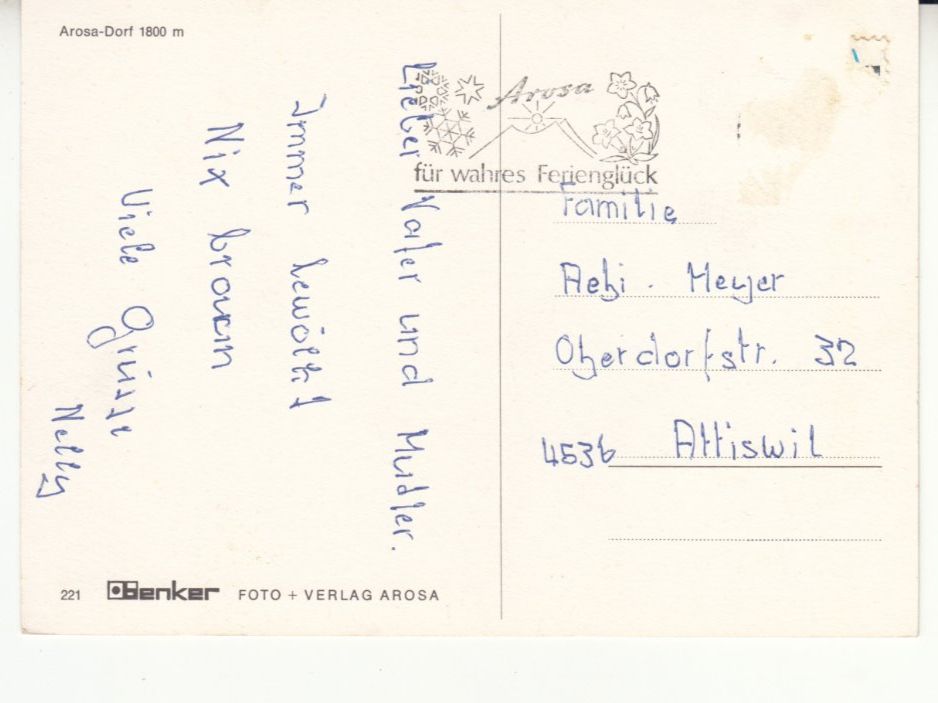 Cartoline postali: Arosa ca. 1970 – Usato da Bürglen TG venduto da StampGraf 1