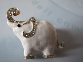 Süsser Elefanten-Anstecker mit Strass, goldfarben.