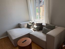 Beige Corner Sofa with Chaise Lounge – Excellent Condition
