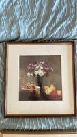 Cadre floral et fruits, 60x50 cm, bon état