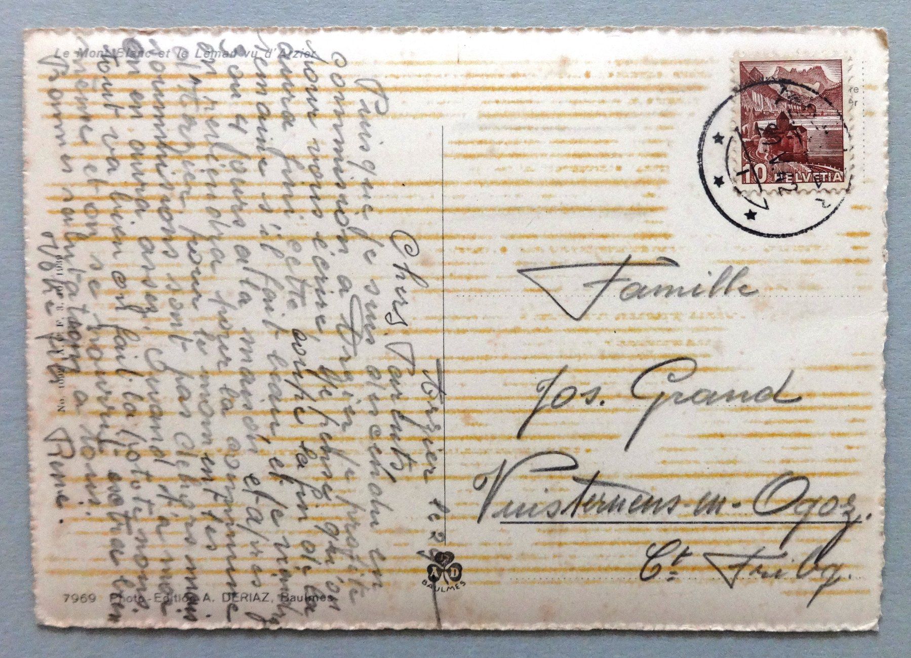 Cartoline postali: Arzier et le Mont Blanc – Difettoso da Fétigny venduto da Billy2miny 1