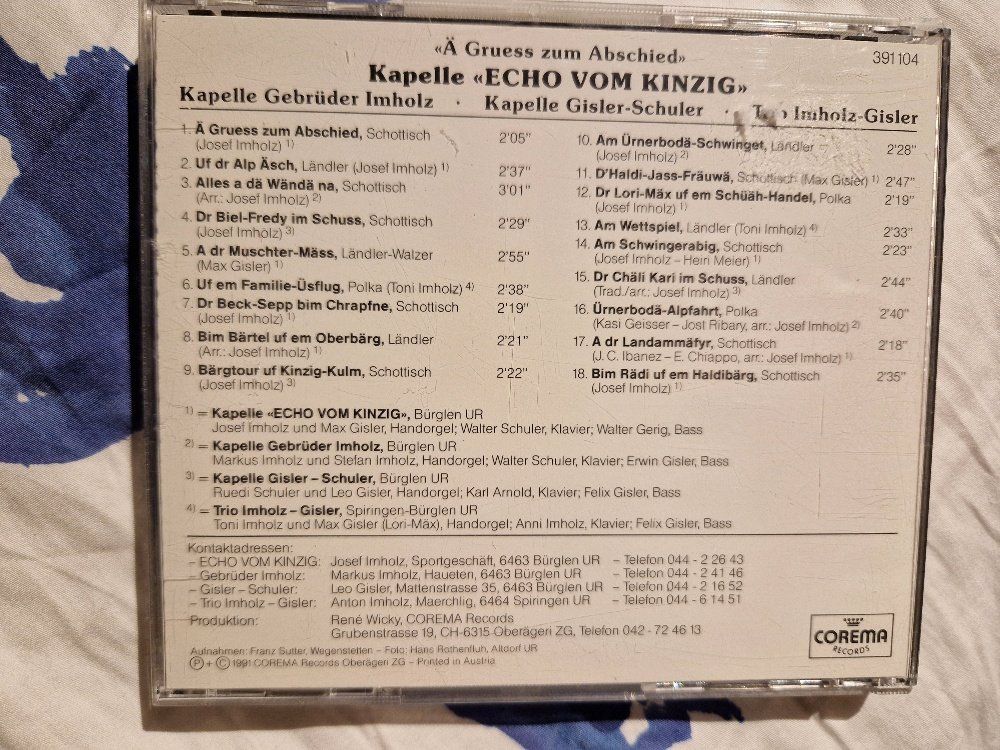 CDs: Echo Vom Kinzig: Ä Gruess Zum Abschied – Gebraucht aus Brittnau von Zibu 1