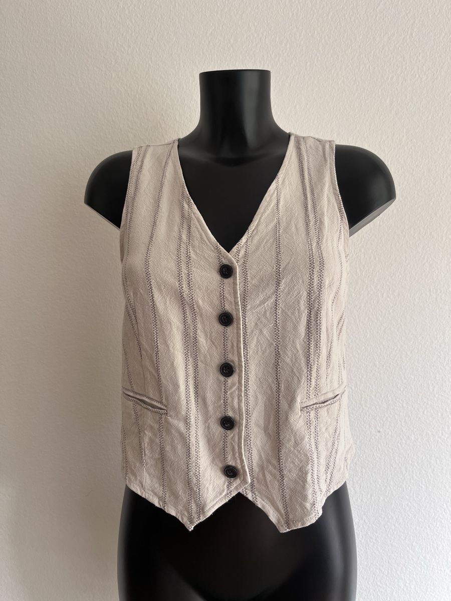 Gilet & Giacche senza maniche: Leinenweste beige gestreift Gr S – Usato da Baden venduto da Didi_sunshine