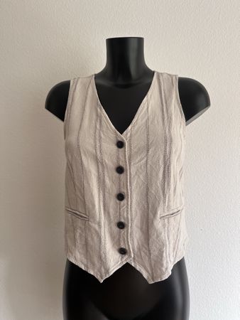 Leinenweste beige gestreift Gr S