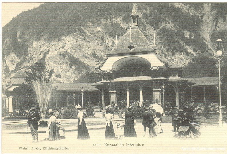 Cartoline postali: Interlaken - Kursaal  belebt + ca. 1910 – Usato da Emmenbrücke venduto da teestube