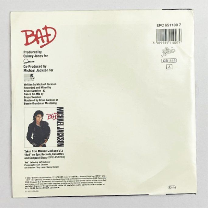Dischi in vinile: Single: MICHAEL JACKSON - Bad (Disco Funk) – Usato da Frenkendorf venduto da Yard-Sale-2000 1