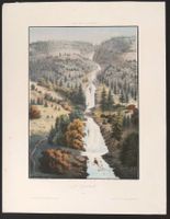 Giessbach altkolorierte Lithographie von Deroy