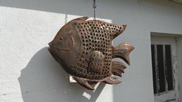 Gartendeko: Metall-Fisch zum Aufhängen, Vintage-Look!