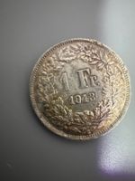 1 Fr. 1943 Muenze Silber guter Zustand