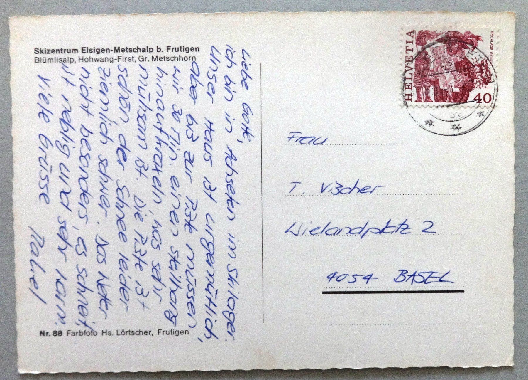 Cartoline postali: Skizentum Elsigen-Metschalp b. Frutigen – Usato da Fétigny venduto da Billy2miny 1