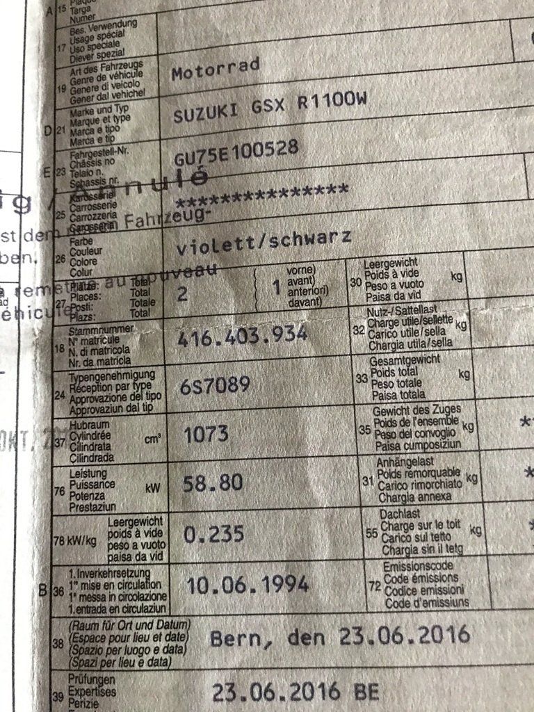 Suzuki Strasse: SUZUKI GSX-R 1100 W Jg. 1994 – Gebraucht aus  von  4
