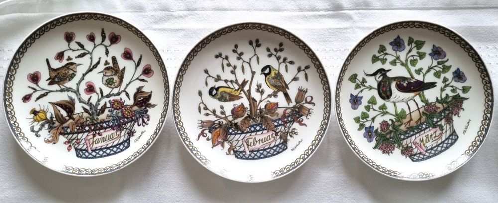 Hutschenreuther 12 Teller mit div Vögeln Ornithologie (Gebraucht