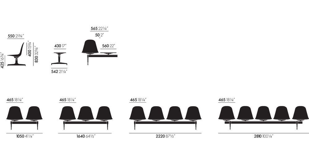 Vitra Sedie: 5 Stühle Vitra Eames Plastic Sidechair auf Traverse, schwarz – Usato da Bern venduto da troom105 9
